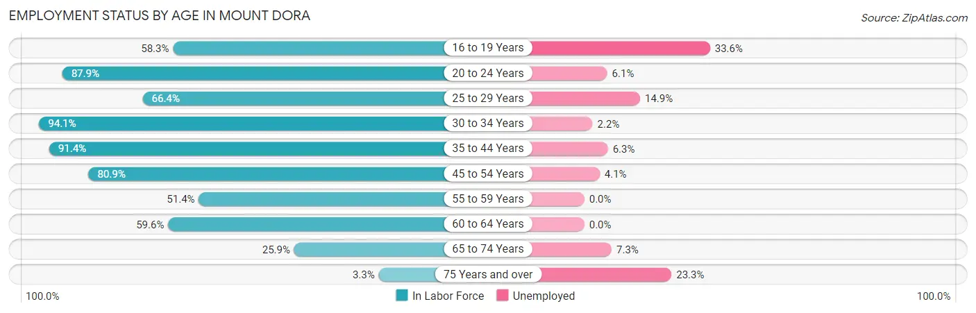 Employment Status by Age in Mount Dora