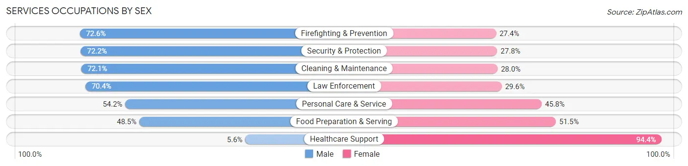Services Occupations by Sex in New Port Richey