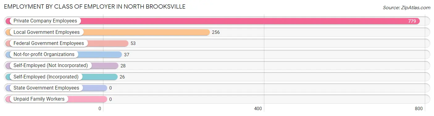 Employment by Class of Employer in North Brooksville