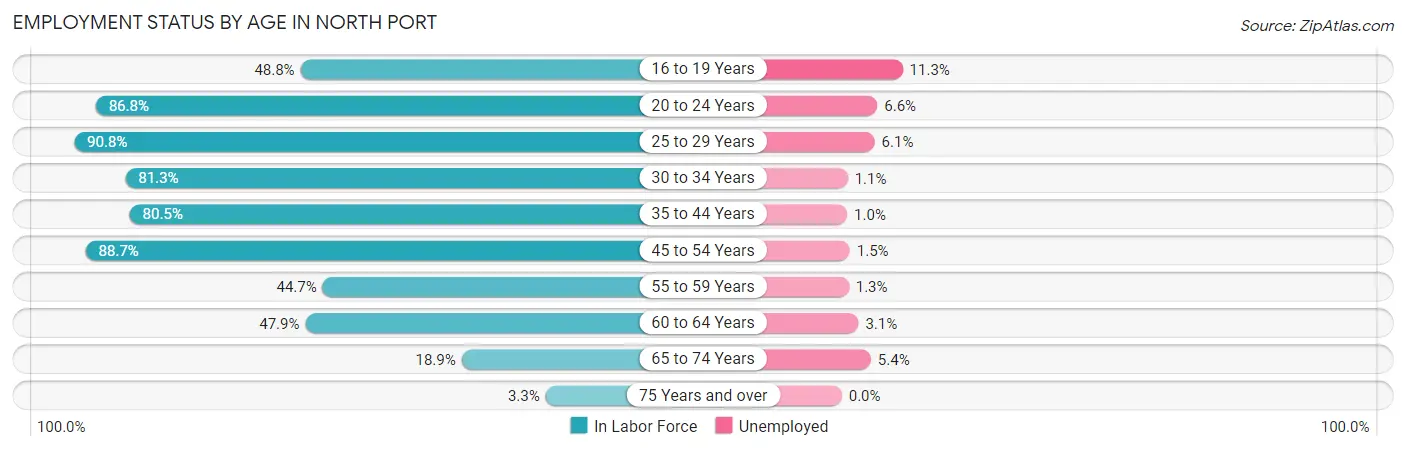 Employment Status by Age in North Port