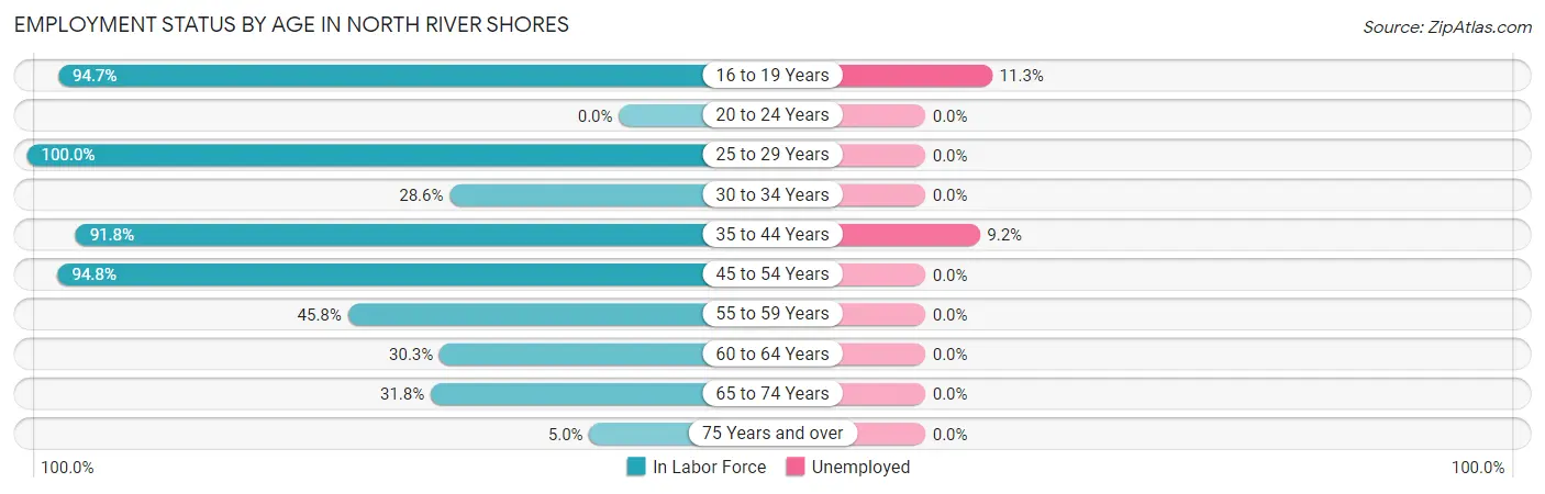 Employment Status by Age in North River Shores