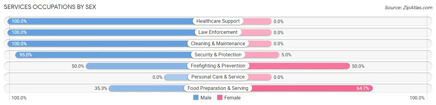 Services Occupations by Sex in North River Shores