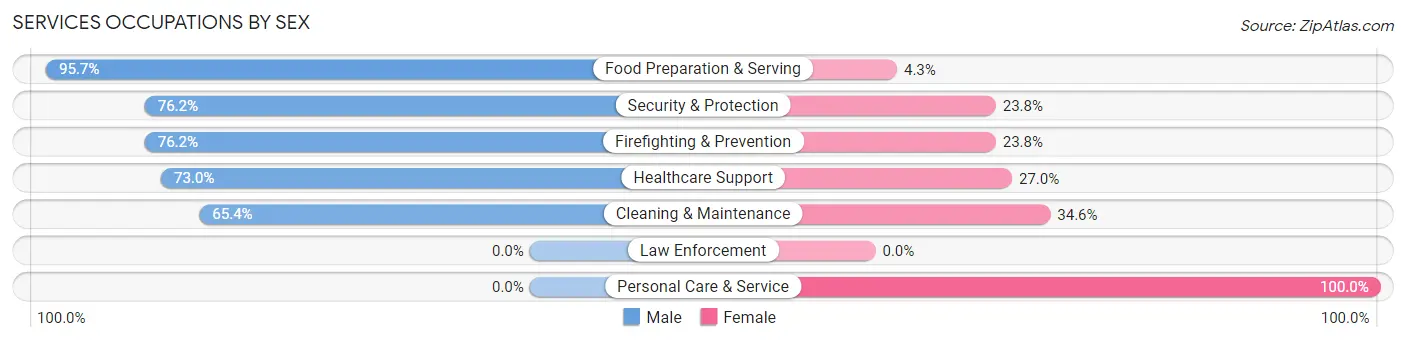 Services Occupations by Sex in Oak Hill