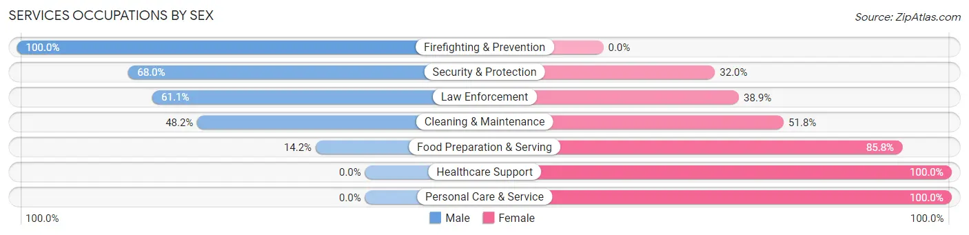 Services Occupations by Sex in Okeechobee