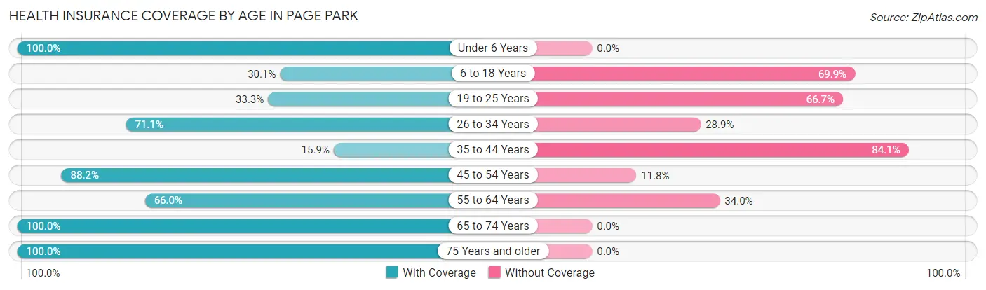 Health Insurance Coverage by Age in Page Park