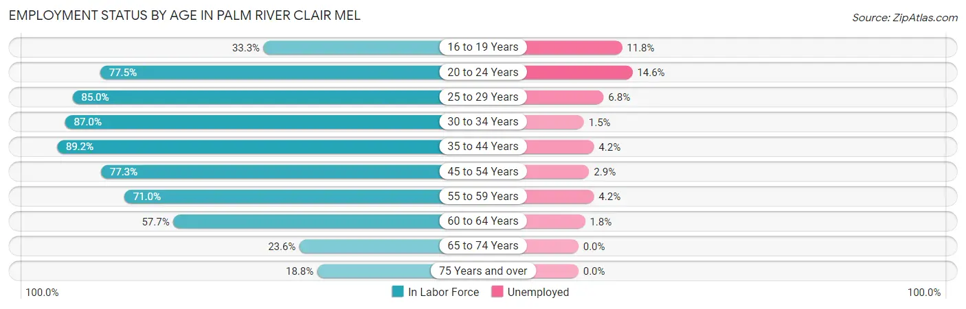 Employment Status by Age in Palm River Clair Mel