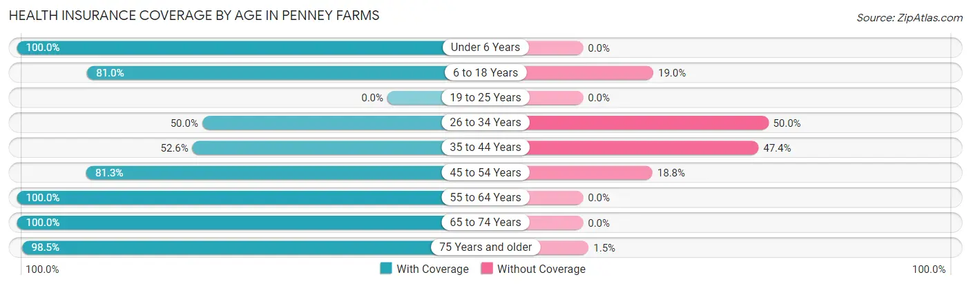 Health Insurance Coverage by Age in Penney Farms
