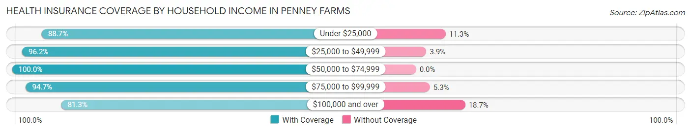 Health Insurance Coverage by Household Income in Penney Farms