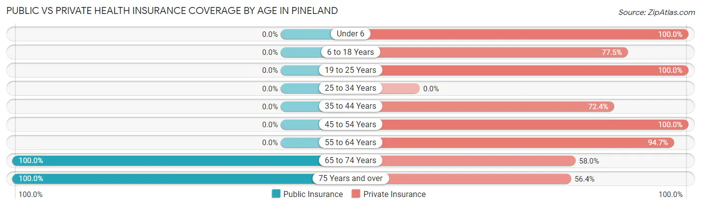 Public vs Private Health Insurance Coverage by Age in Pineland