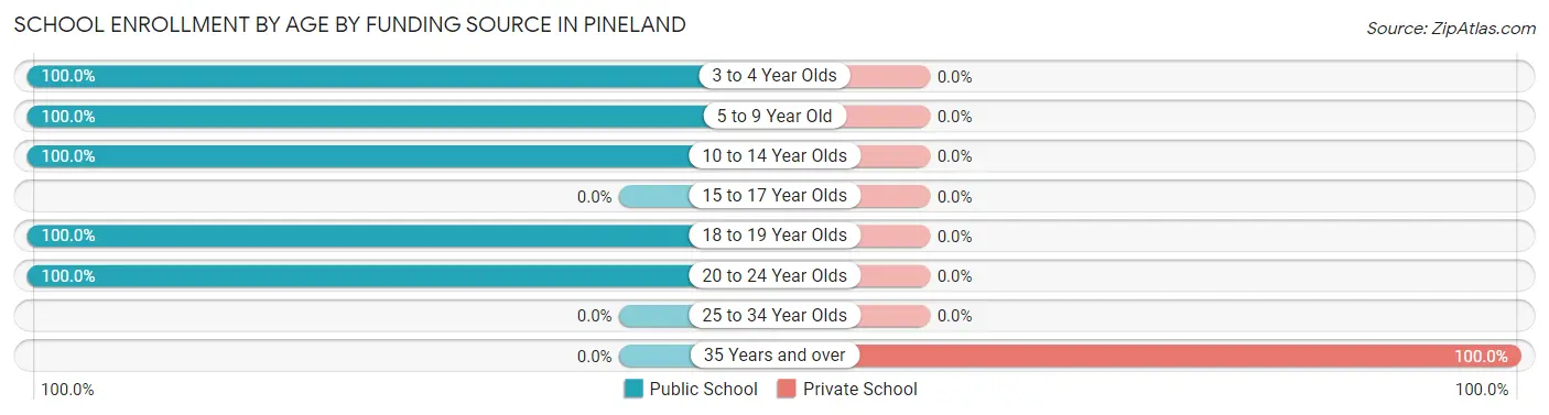 School Enrollment by Age by Funding Source in Pineland