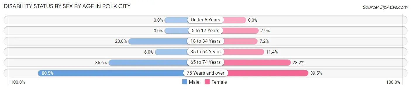 Disability Status by Sex by Age in Polk City