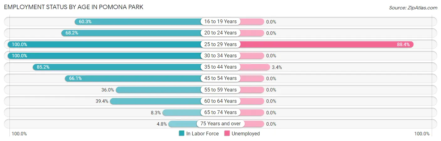 Employment Status by Age in Pomona Park
