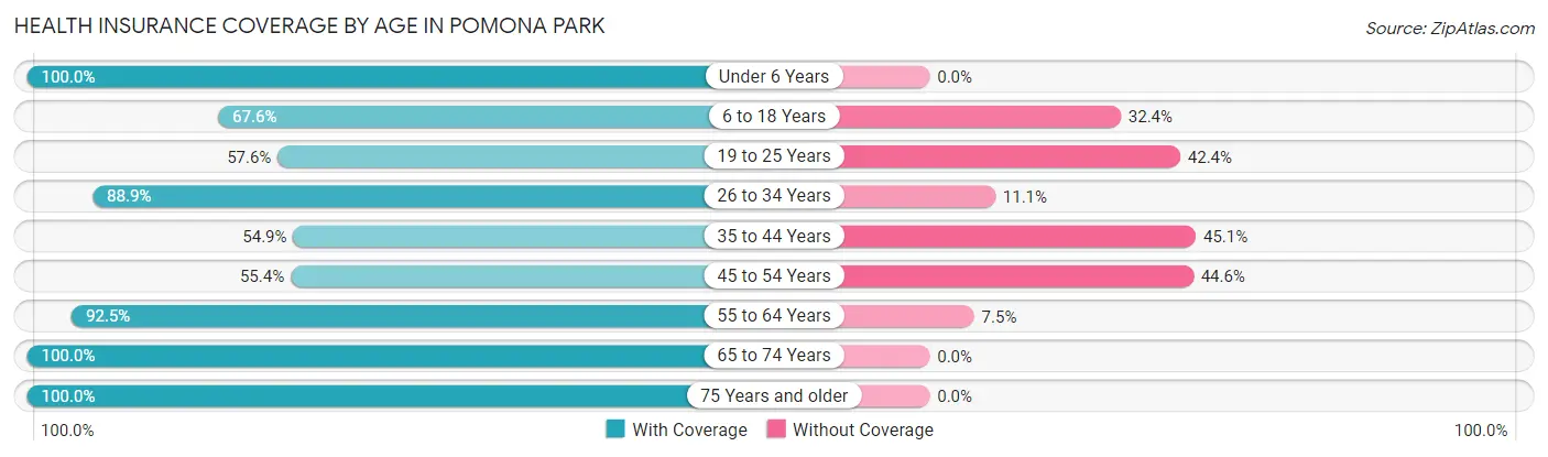 Health Insurance Coverage by Age in Pomona Park