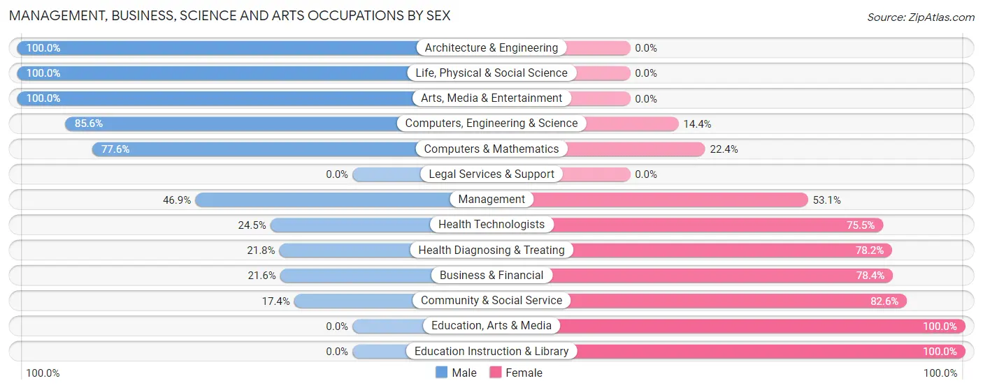 Management, Business, Science and Arts Occupations by Sex in Port Richey