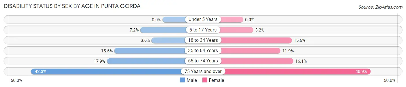 Disability Status by Sex by Age in Punta Gorda