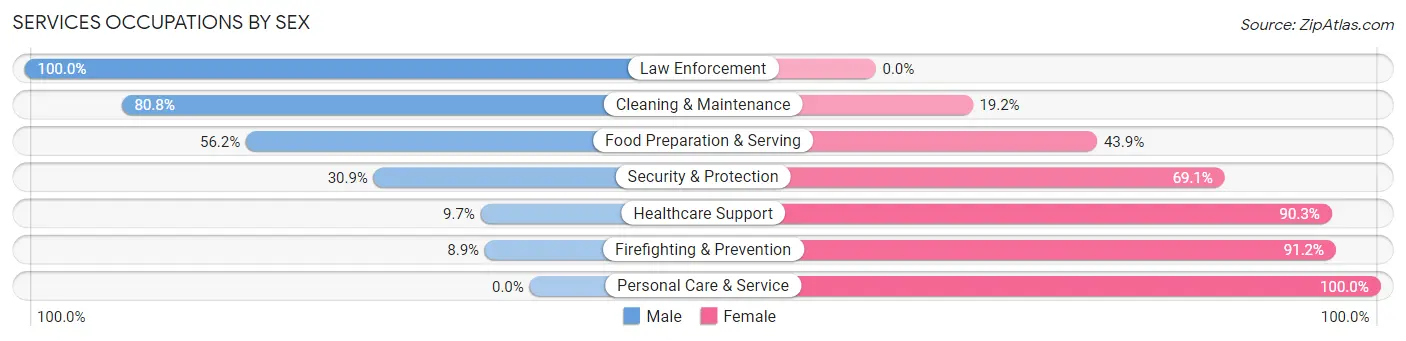 Services Occupations by Sex in Quincy
