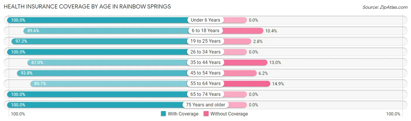 Health Insurance Coverage by Age in Rainbow Springs