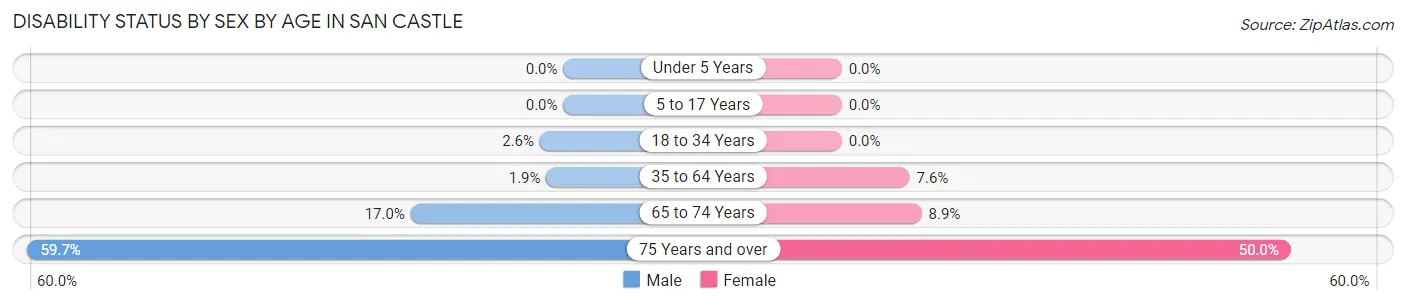 Disability Status by Sex by Age in San Castle
