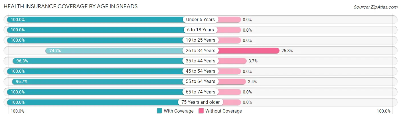 Health Insurance Coverage by Age in Sneads
