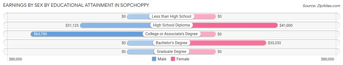 Earnings by Sex by Educational Attainment in Sopchoppy
