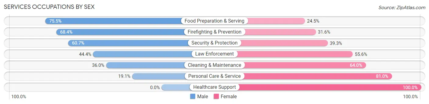 Services Occupations by Sex in South Bay