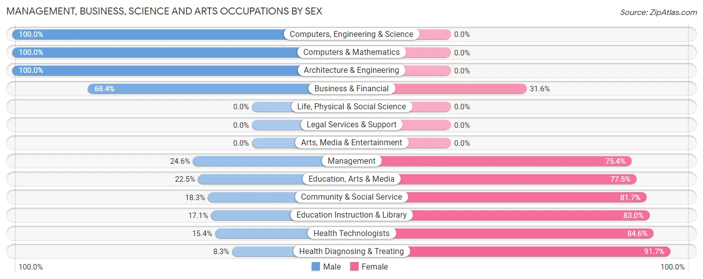Management, Business, Science and Arts Occupations by Sex in South Brooksville