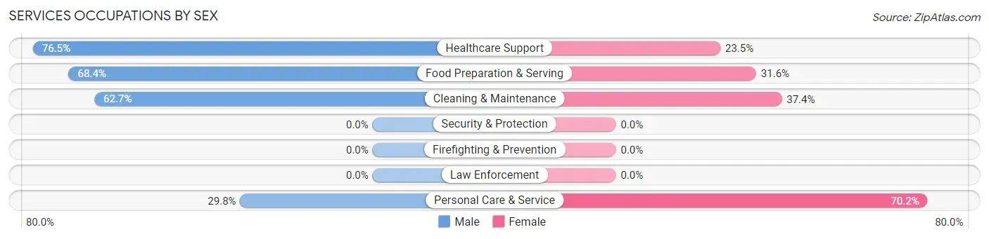 Services Occupations by Sex in South Sarasota