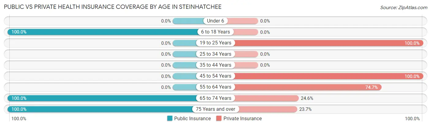 Public vs Private Health Insurance Coverage by Age in Steinhatchee