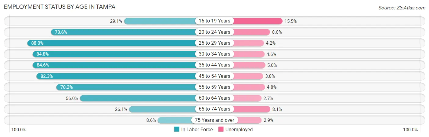 Employment Status by Age in Tampa