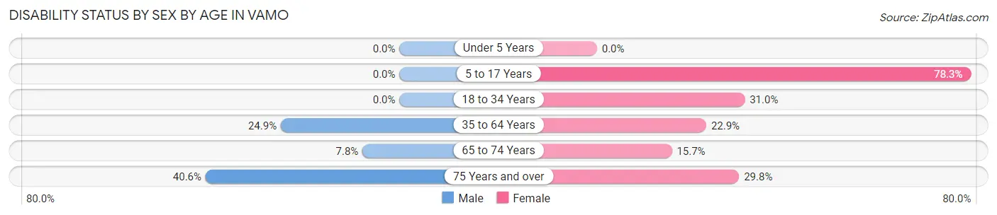 Disability Status by Sex by Age in Vamo
