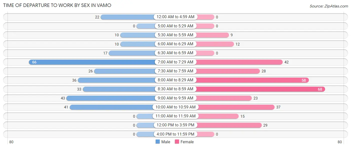 Time of Departure to Work by Sex in Vamo