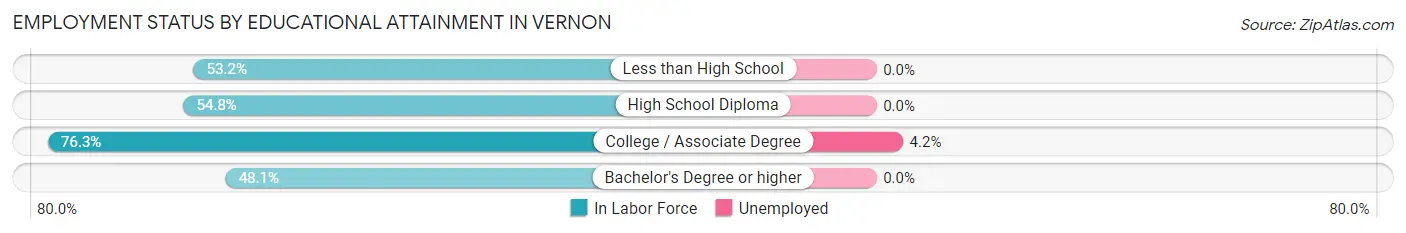 Employment Status by Educational Attainment in Vernon