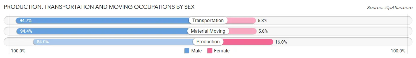 Production, Transportation and Moving Occupations by Sex in Vero Beach