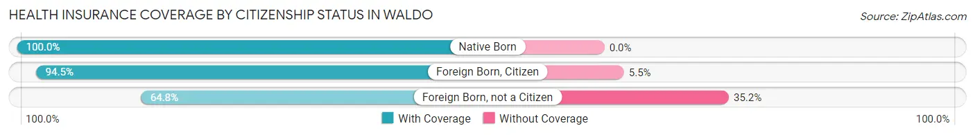 Health Insurance Coverage by Citizenship Status in Waldo