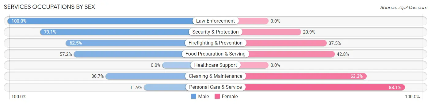 Services Occupations by Sex in Watergate