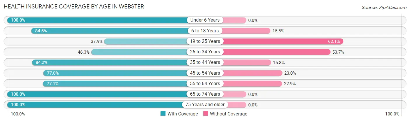 Health Insurance Coverage by Age in Webster