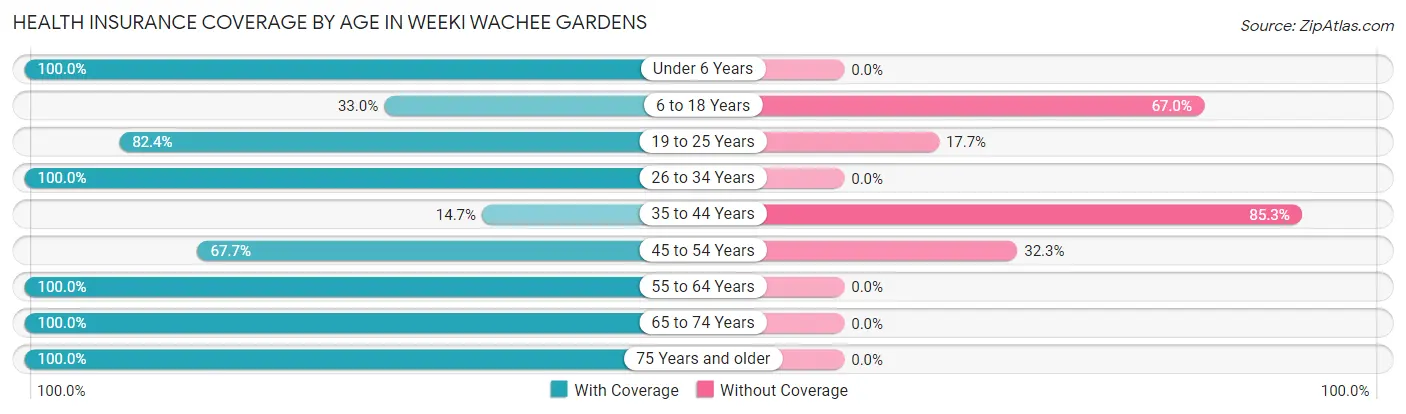 Health Insurance Coverage by Age in Weeki Wachee Gardens
