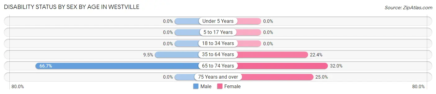 Disability Status by Sex by Age in Westville