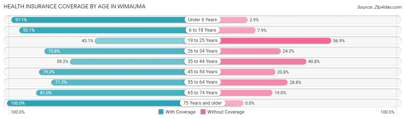 Health Insurance Coverage by Age in Wimauma
