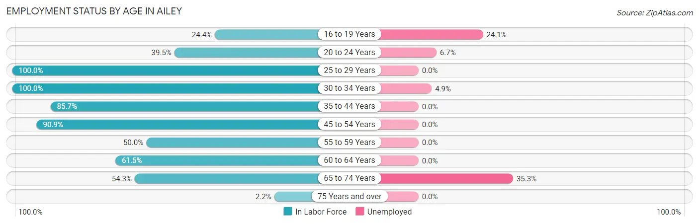 Employment Status by Age in Ailey