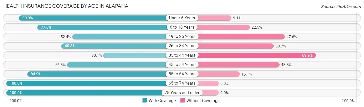 Health Insurance Coverage by Age in Alapaha