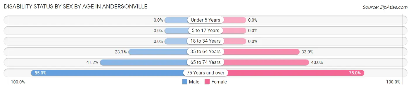 Disability Status by Sex by Age in Andersonville