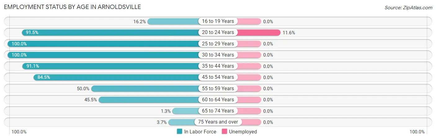 Employment Status by Age in Arnoldsville