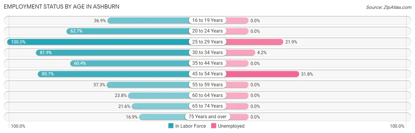 Employment Status by Age in Ashburn