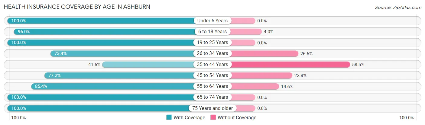 Health Insurance Coverage by Age in Ashburn