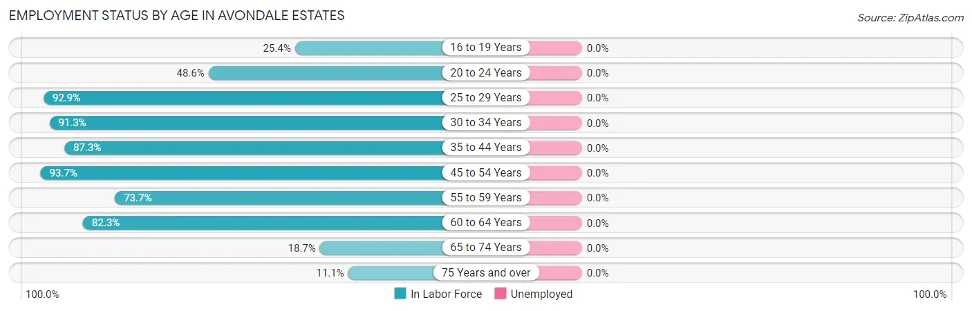Employment Status by Age in Avondale Estates