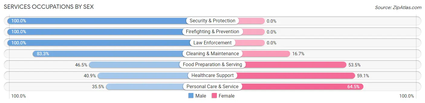 Services Occupations by Sex in Ball Ground