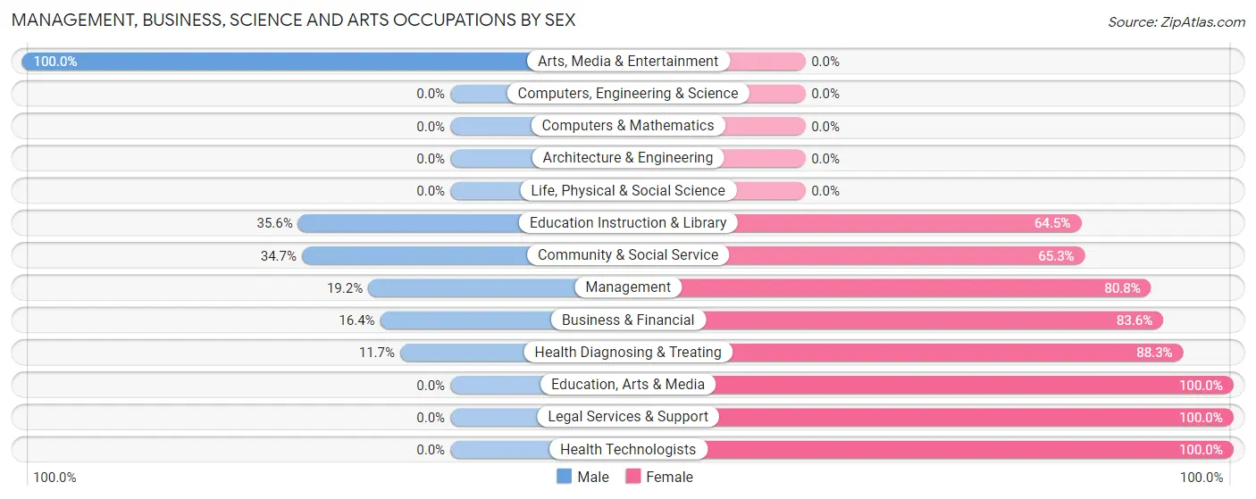 Management, Business, Science and Arts Occupations by Sex in Barnesville