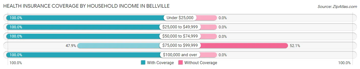 Health Insurance Coverage by Household Income in Bellville