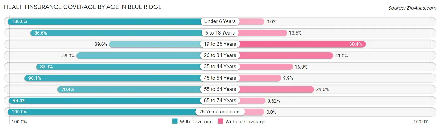 Health Insurance Coverage by Age in Blue Ridge
